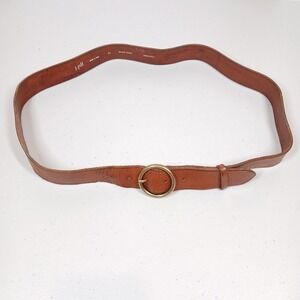 J. Jill Belt Women XL Brown Genuine Leather Round Buckle Classic Basic